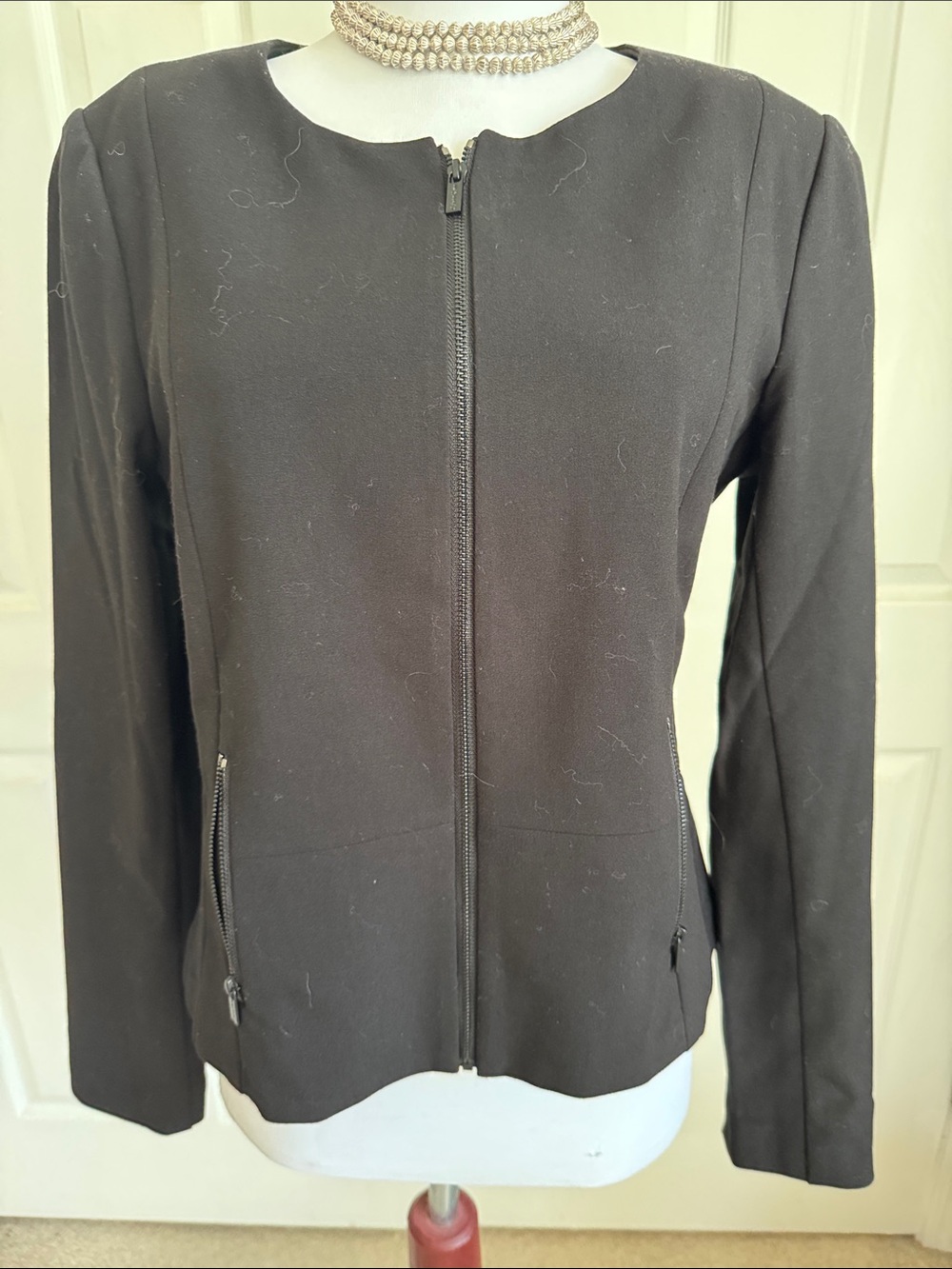 Calvin Klein Black Zip-Front Blazer Jacket